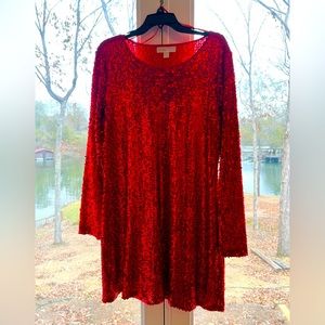 NWT Michael Kors Shift Dress - Red Sequins Long Sleeve